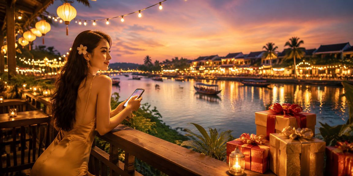 Người dùng Việt Nam trải nghiệm nền tảng giải trí ef4 trên điện thoại di động tại Hội An